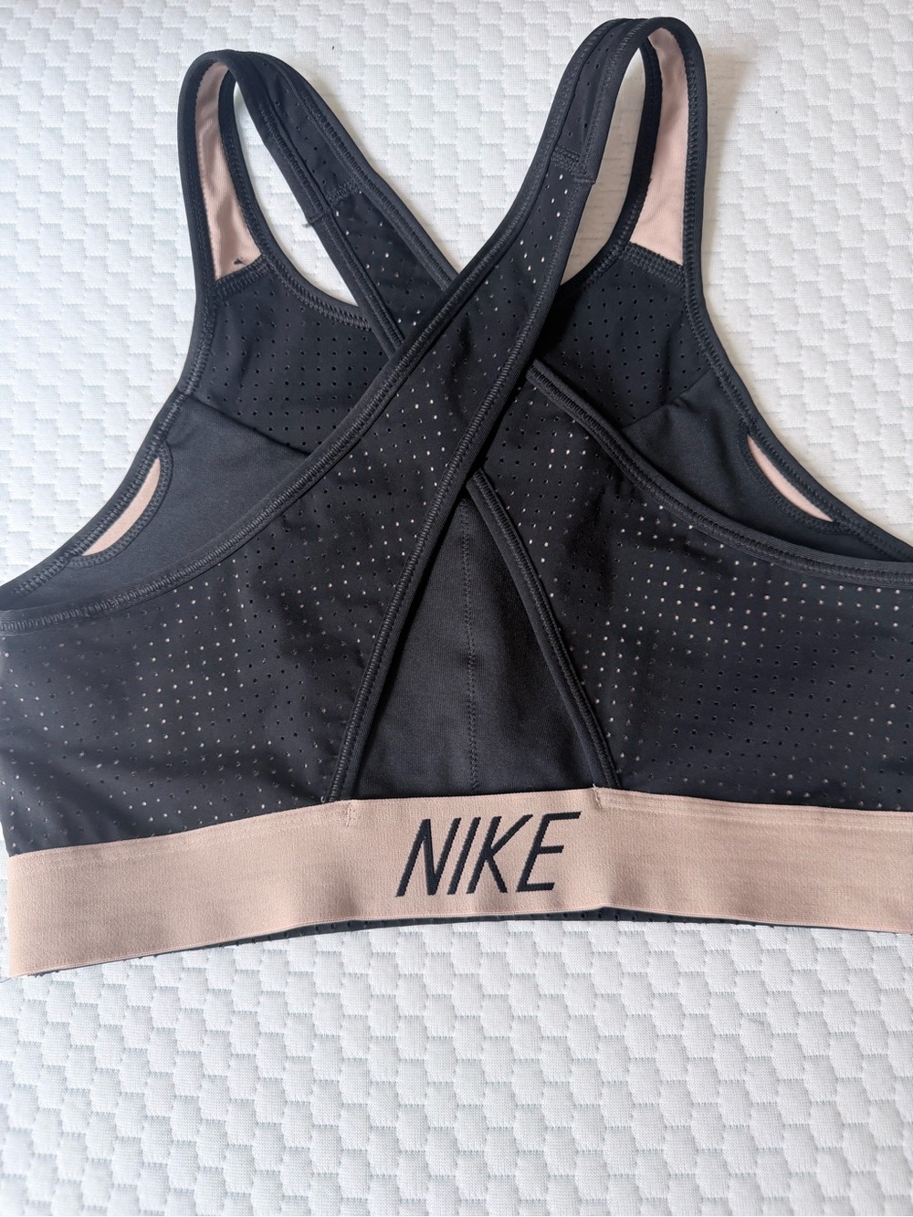 Nike Black Sports Bra with Nude Band Cross-Back